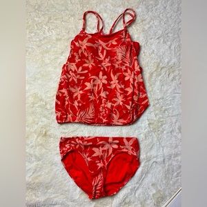 Athleta red floral 2 piece bikini